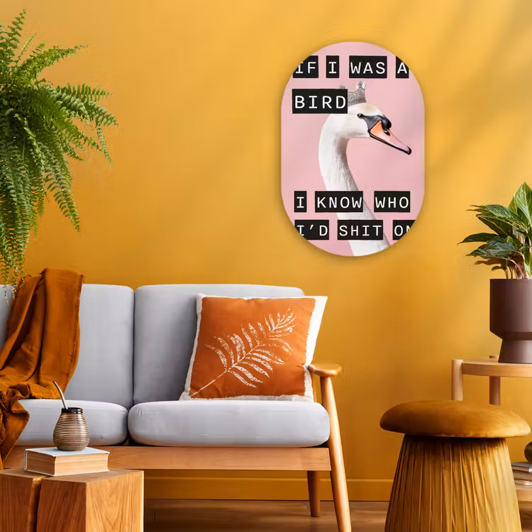 Muurovaal - Zwaan - Vogel - Decoratie - Roze — 2