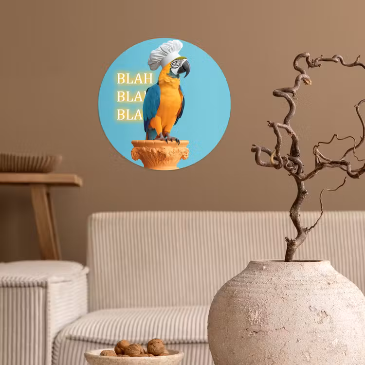 Behangcirkel - Papegaai - Koksmuts - Quote - Neon — 2