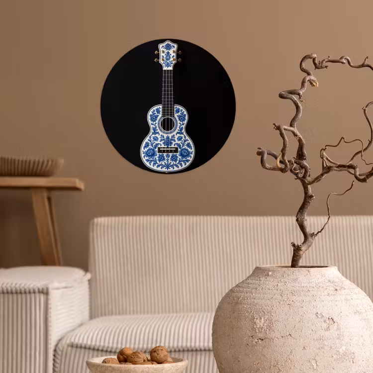 Behangcirkel - Ukelele - Delfts - Blauw - Muziek — 2