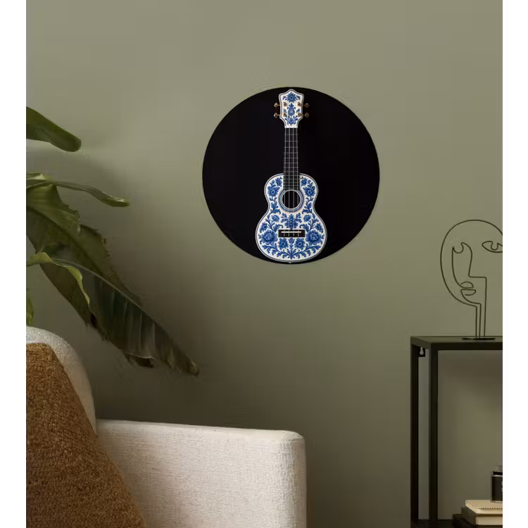 Behangcirkel - Ukelele - Delfts - Blauw - Muziek — 3