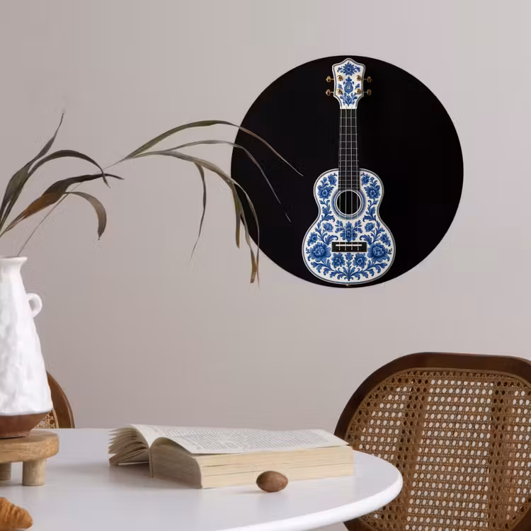 Behangcirkel - Ukelele - Delfts - Blauw - Muziek — 4