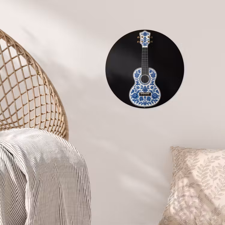 Behangcirkel - Ukelele - Delfts - Blauw - Muziek — 5