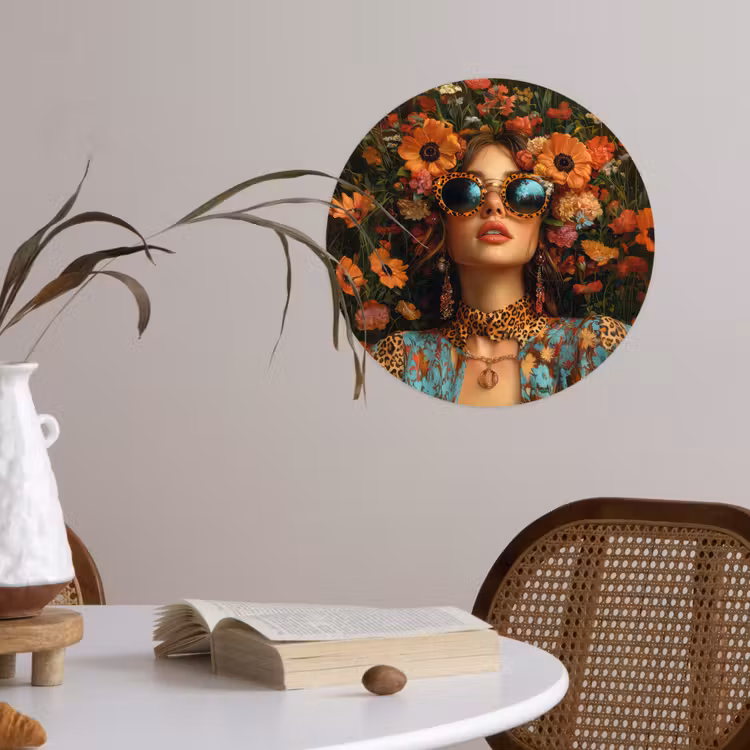 Behangcirkel - Vrouwen - Bloemen - Modern - Bril - Abstract — 4