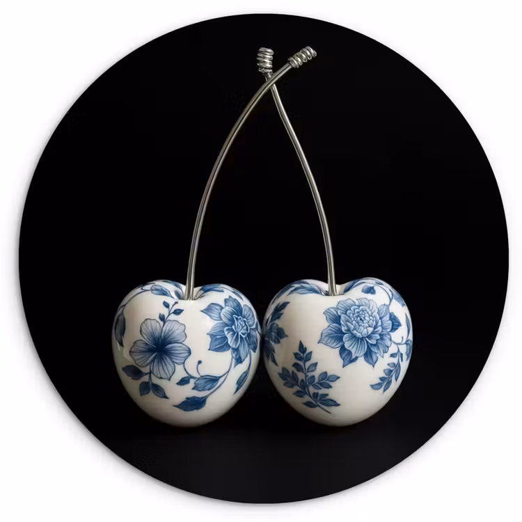 Muurcirkel - Kersen - Delfts blauw - Fruit — 1