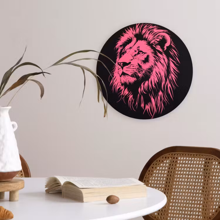 Muurcirkel - Leeuw - Zwart - Roze - Neon — 4