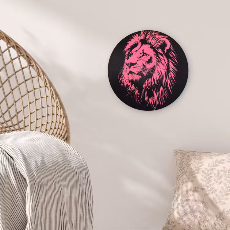 Muurcirkel - Leeuw - Zwart - Roze - Neon — 5