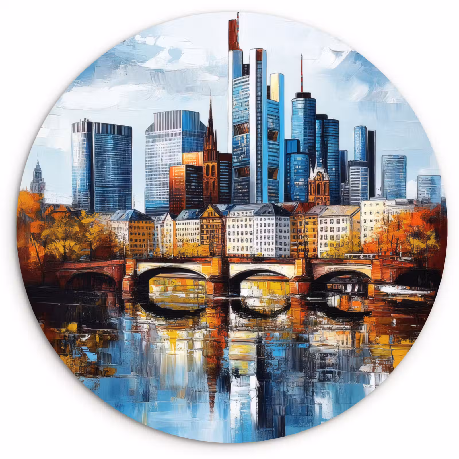 Muurcirkel - Bomen Frankfurt- Stad - Skyline - Brug — 1