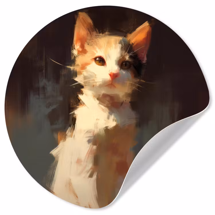 Behangcirkel - Kat - Geschilderd - Artistiek - Wit — 1
