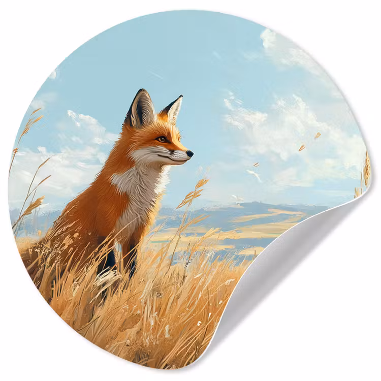 Behangcirkel - Vos - Gras - Wolken - Oranje — 1
