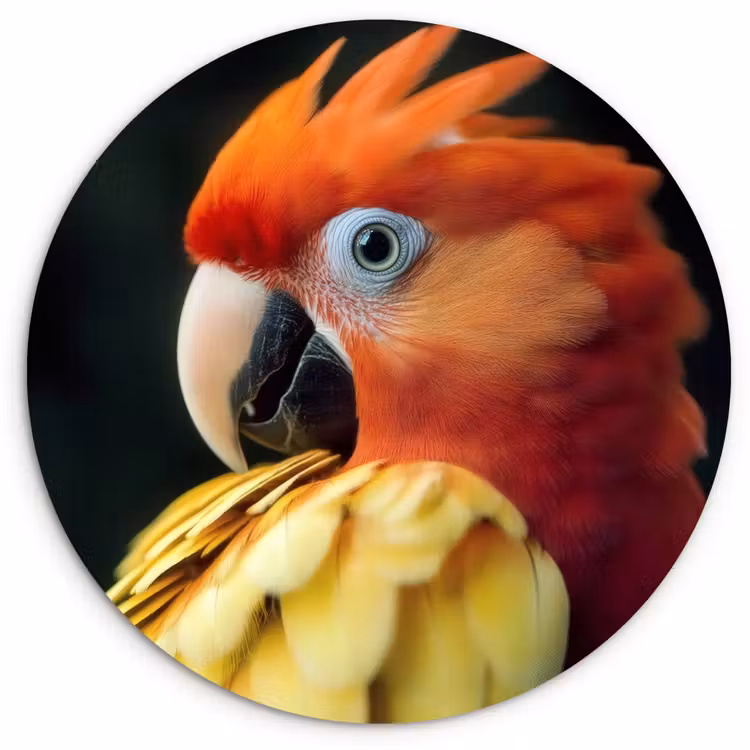Muurcirkel - Close-up - Papegaai - Veren - Oranje — 1