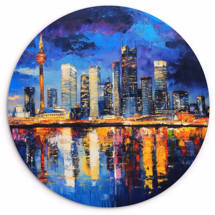 Muurcirkel - Skyline Toronto - Modern - Stadslicht - Blauw — 1
