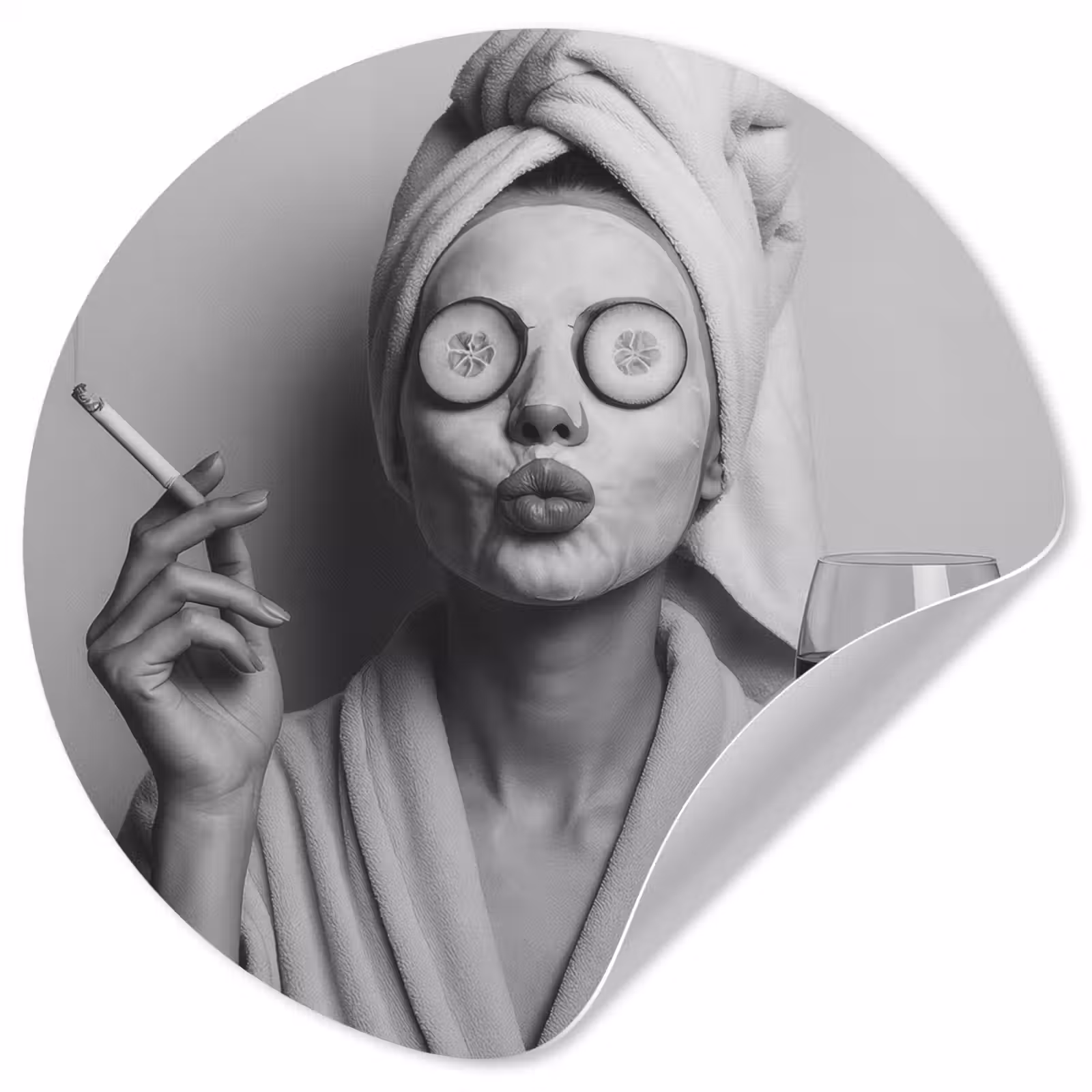 Behangcirkel - Vrouw - Masker - Wijn - Sigaret — 1