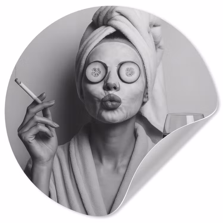 Behangcirkel - Vrouw - Masker - Wijn - Sigaret — 1