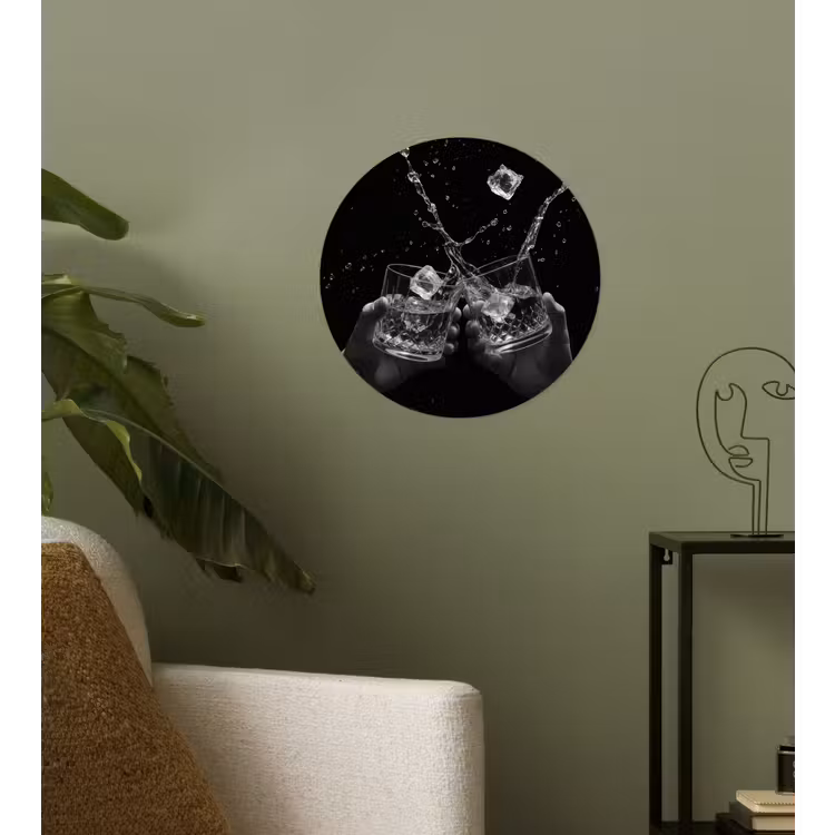 Behangcirkel - Whiskyglazen - Ijs - Spetters - Zwart — 3