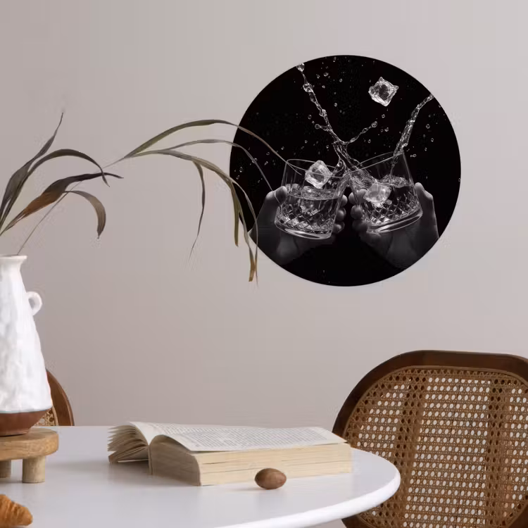 Behangcirkel - Whiskyglazen - Ijs - Spetters - Zwart — 4