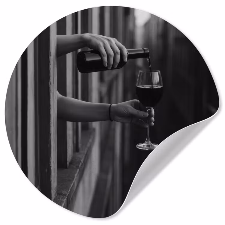 Behangcirkel - Wijnfles - Glas - Handen - Raam — 1