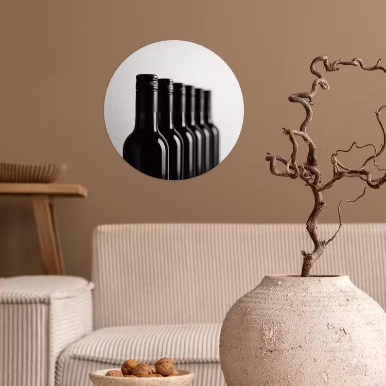 Behangcirkel - Wijnflessen - Zwart - Minimalistisch — 2