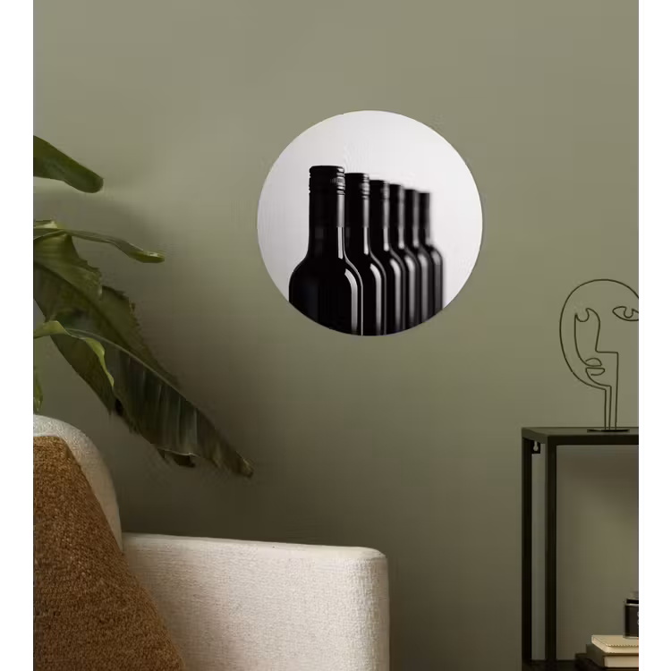 Behangcirkel - Wijnflessen - Zwart - Minimalistisch — 3