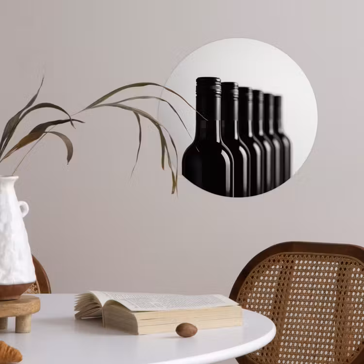 Behangcirkel - Wijnflessen - Zwart - Minimalistisch — 4