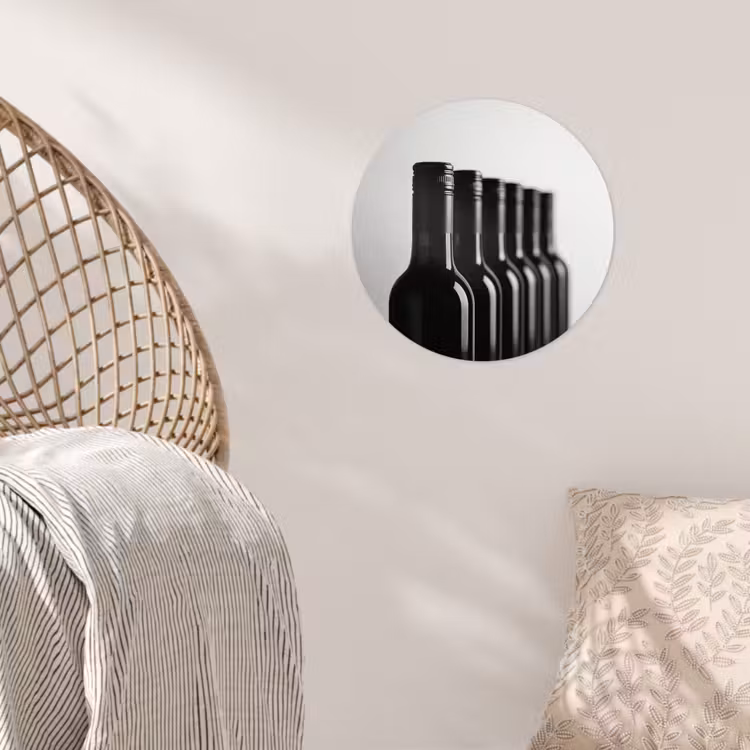 Behangcirkel - Wijnflessen - Zwart - Minimalistisch — 5