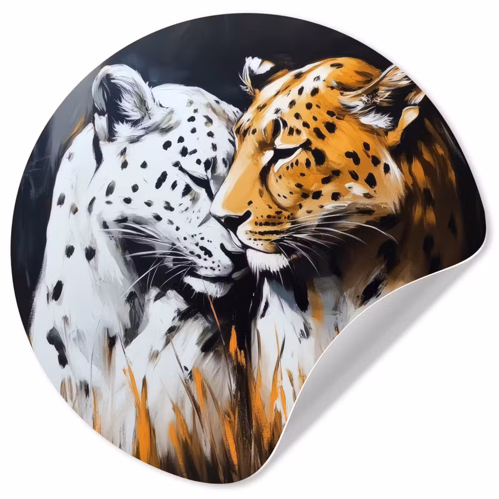 Behangcirkel - Luipaard - Oranje - Wit - Gras — 1