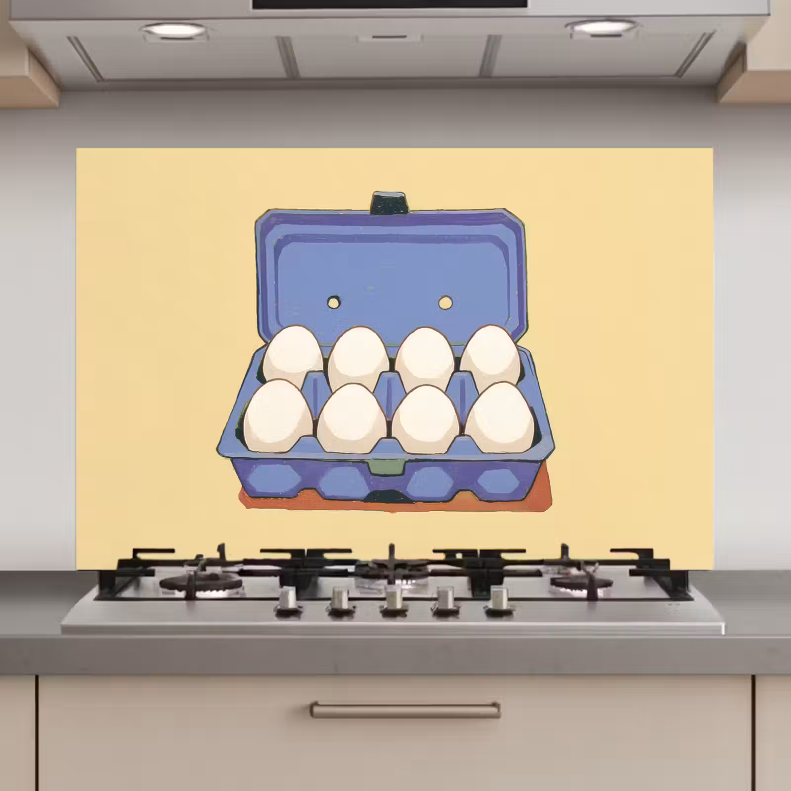 Spatscherm keuken - Eieren - Doos - Minimalistisch - Blauw — 1