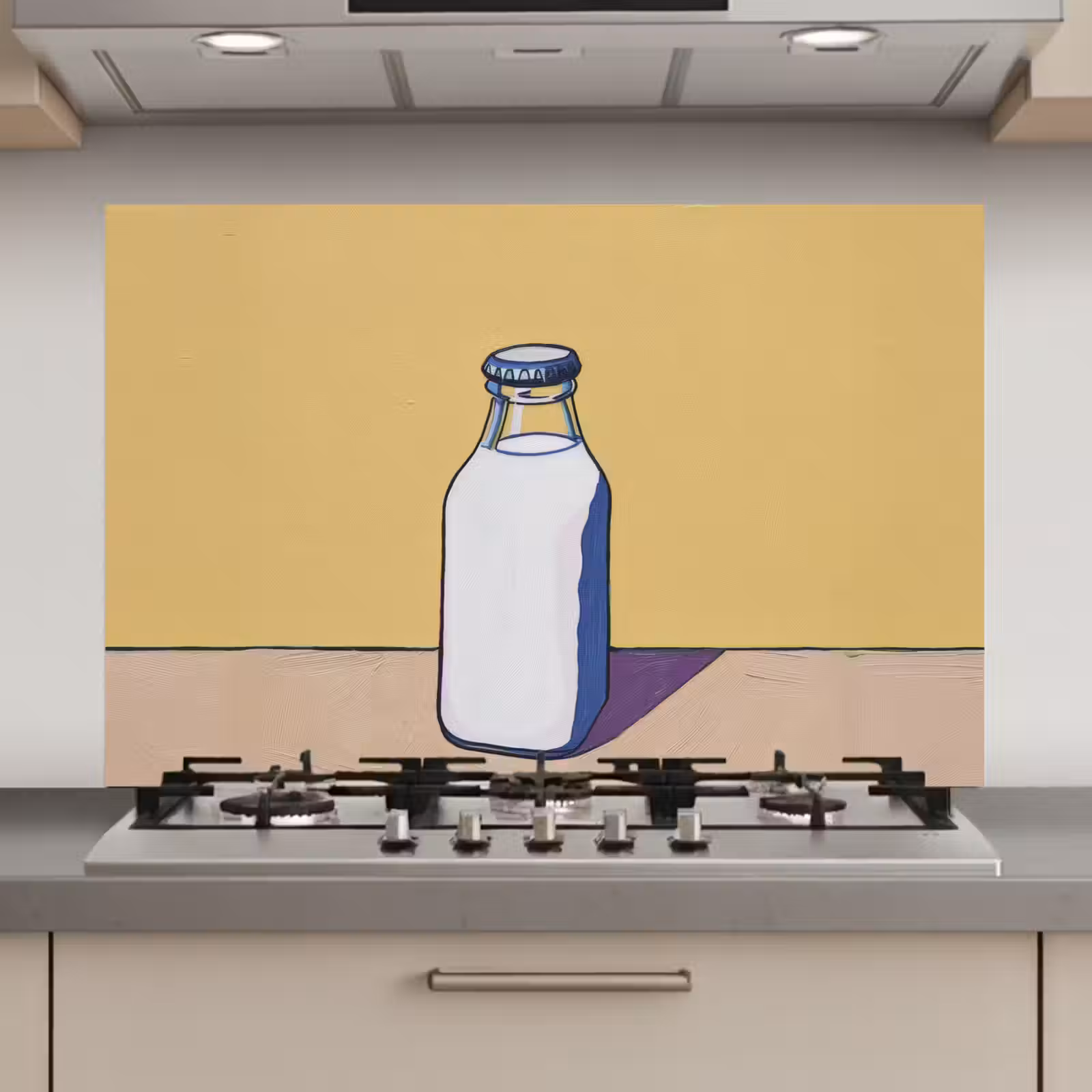 Spatscherm keuken - Glazen - Fles - Illustratie - Melk — 1