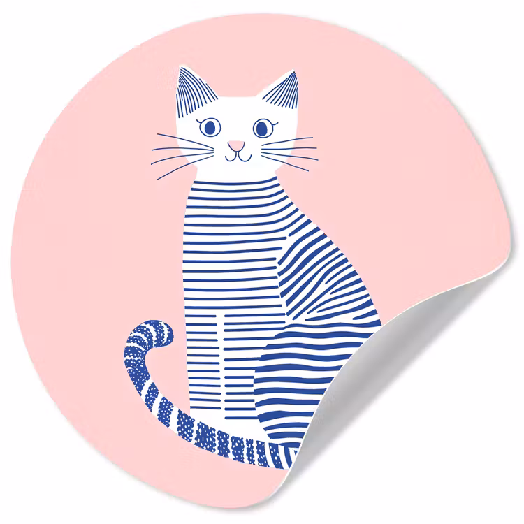 Behangcirkel - Kat - Illustratie - Minimalistisch - Roze — 1