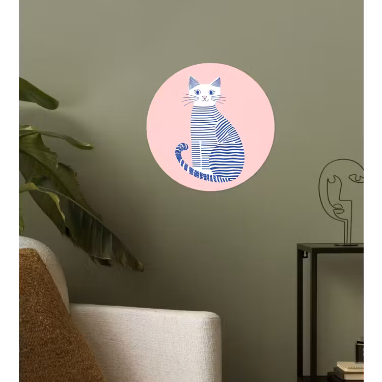 Behangcirkel - Kat - Illustratie - Minimalistisch - Roze — 3