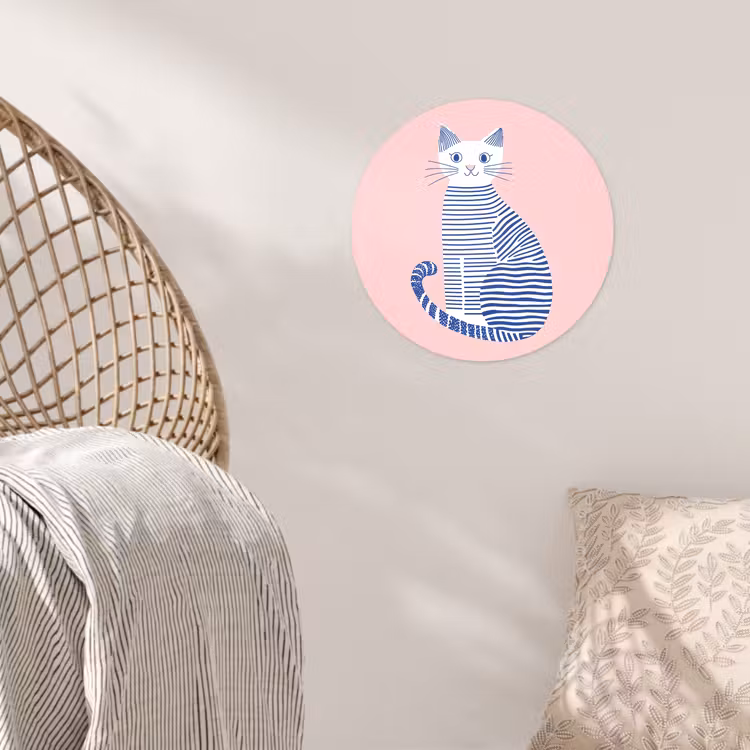 Behangcirkel - Kat - Illustratie - Minimalistisch - Roze — 5