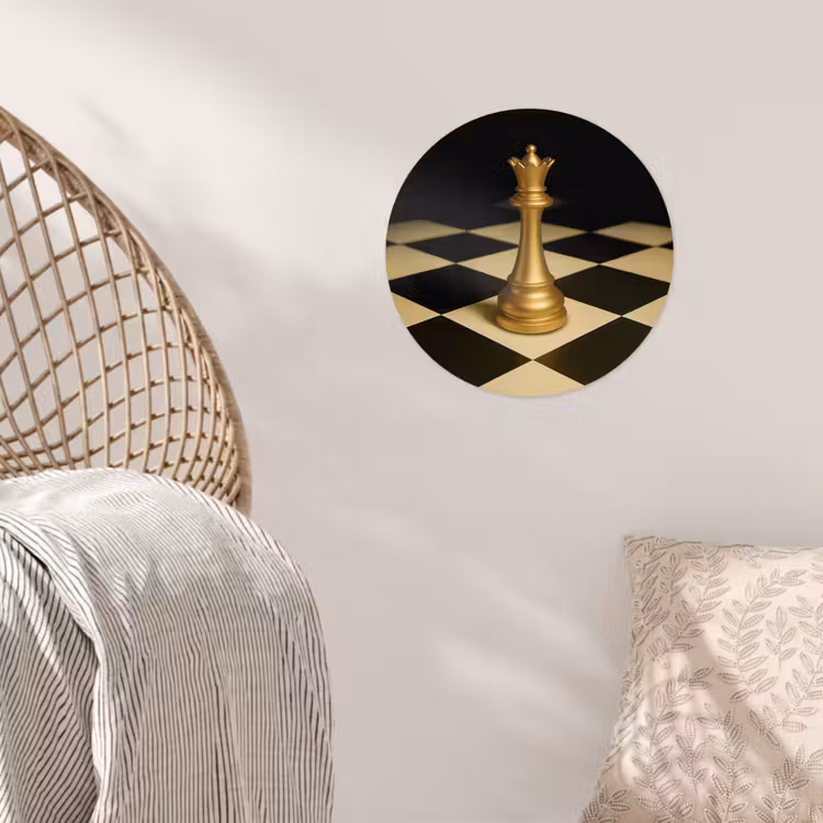 Behangcirkel - Koningin - Schaakstuk - Geblokt - Goud — 5