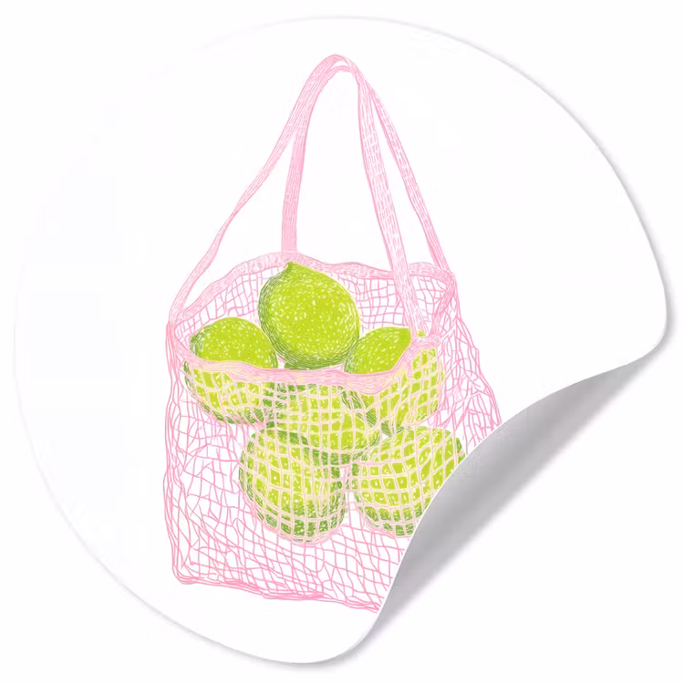 Behangcirkel - Netzakje - Roze - Illustratie - Limoenen — 1
