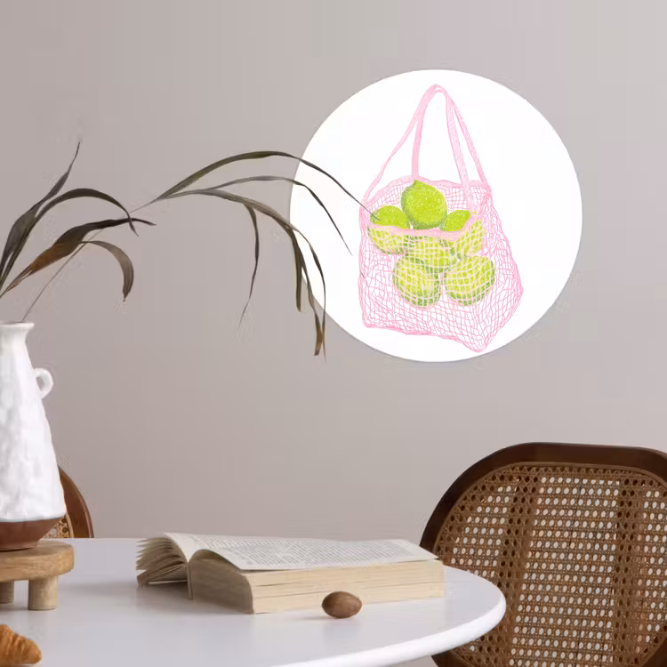 Behangcirkel - Netzakje - Roze - Illustratie - Limoenen — 4