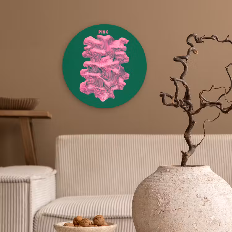 Muurcirkel - Abstract - Pink - Lijnen - Groen — 2