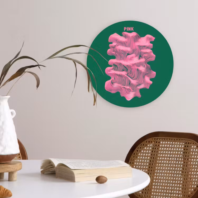 Muurcirkel - Abstract - Pink - Lijnen - Groen — 4