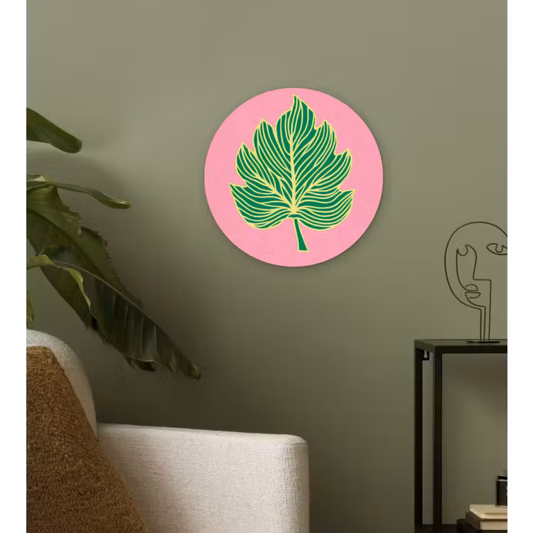 Muurcirkel - Blad - Groen - Illustratie - Minimalistisch — 3