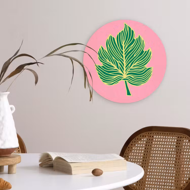 Muurcirkel - Blad - Groen - Illustratie - Minimalistisch — 4