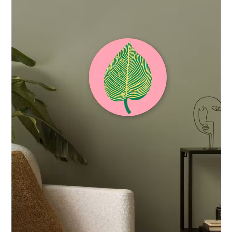 Muurcirkel - Illustratie - Blad - Minimalistisch - Groen — 3