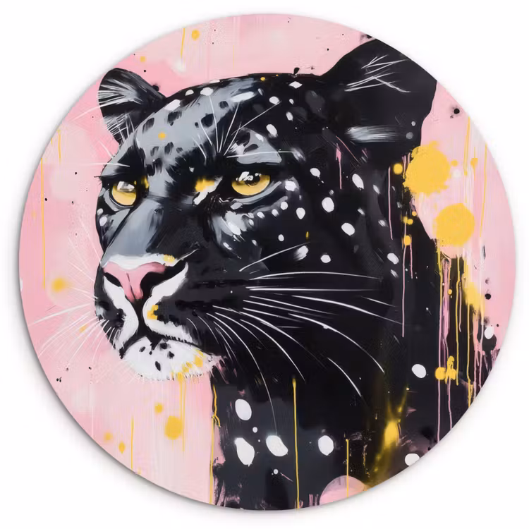 Muurcirkel - Zwart - Panter - Roze - Abstract — 1