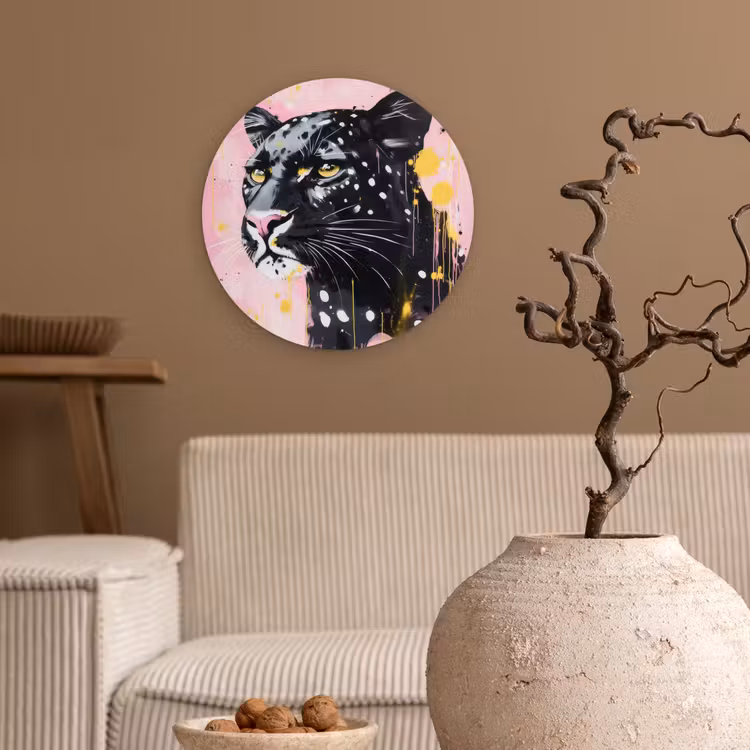 Muurcirkel - Zwart - Panter - Roze - Abstract — 2