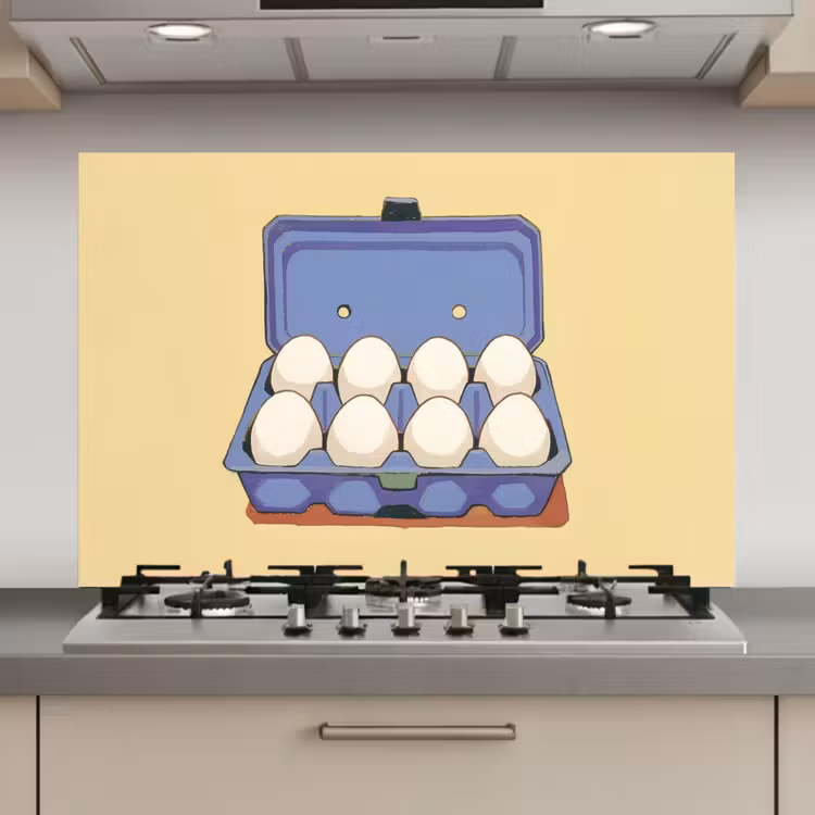 Spatscherm keuken - Eieren - Doos - Minimalistisch - Blauw — 1