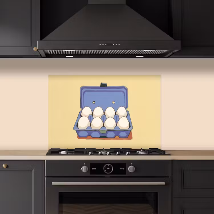 Spatscherm keuken - Eieren - Doos - Minimalistisch - Blauw — 2
