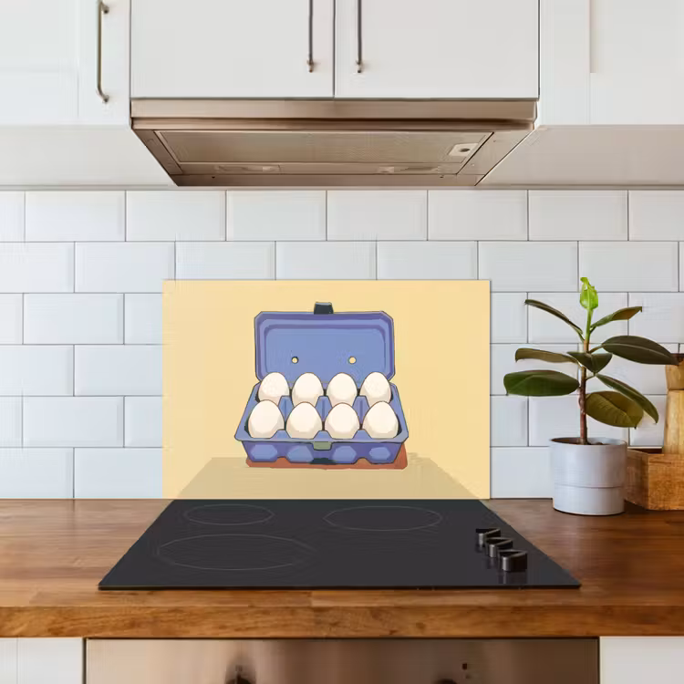 Spatscherm keuken - Eieren - Doos - Minimalistisch - Blauw — 6