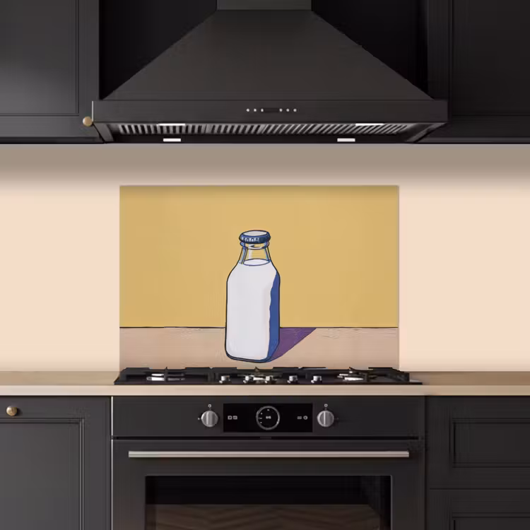 Spatscherm keuken - Glazen - Fles - Illustratie - Melk — 2