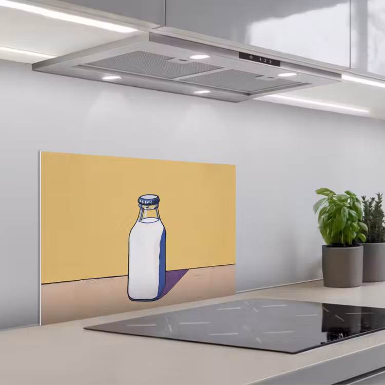 Spatscherm keuken - Glazen - Fles - Illustratie - Melk — 5
