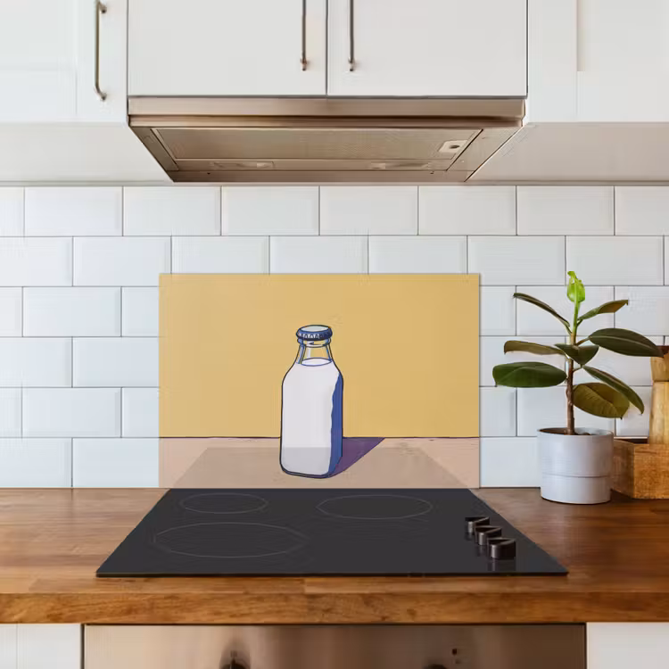 Spatscherm keuken - Glazen - Fles - Illustratie - Melk — 6