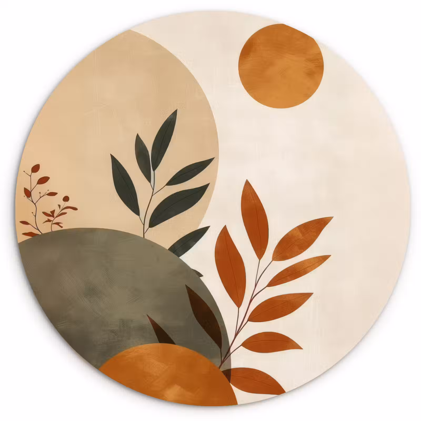 Muurcirkel - Vormen - Rond - Bladeren - Beige — 1
