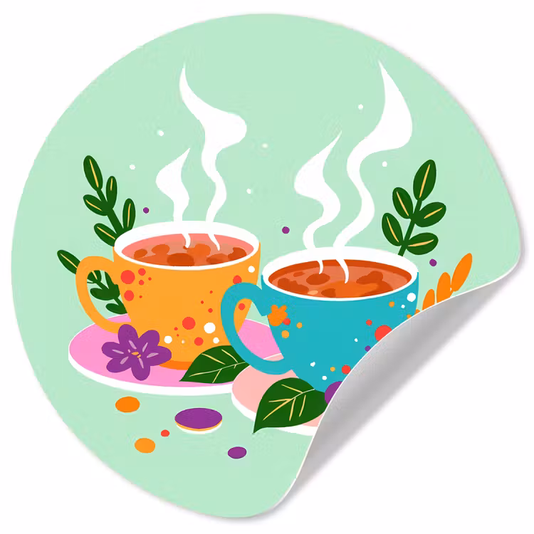 Behangcirkel - Thee - Illustratie - Kopjes - Bloemen — 1