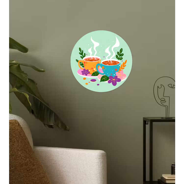 Behangcirkel - Thee - Illustratie - Kopjes - Bloemen — 3