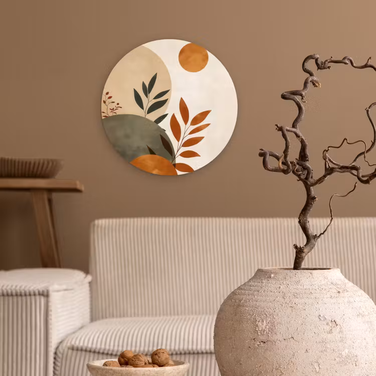 Muurcirkel - Vormen - Rond - Bladeren - Beige — 2